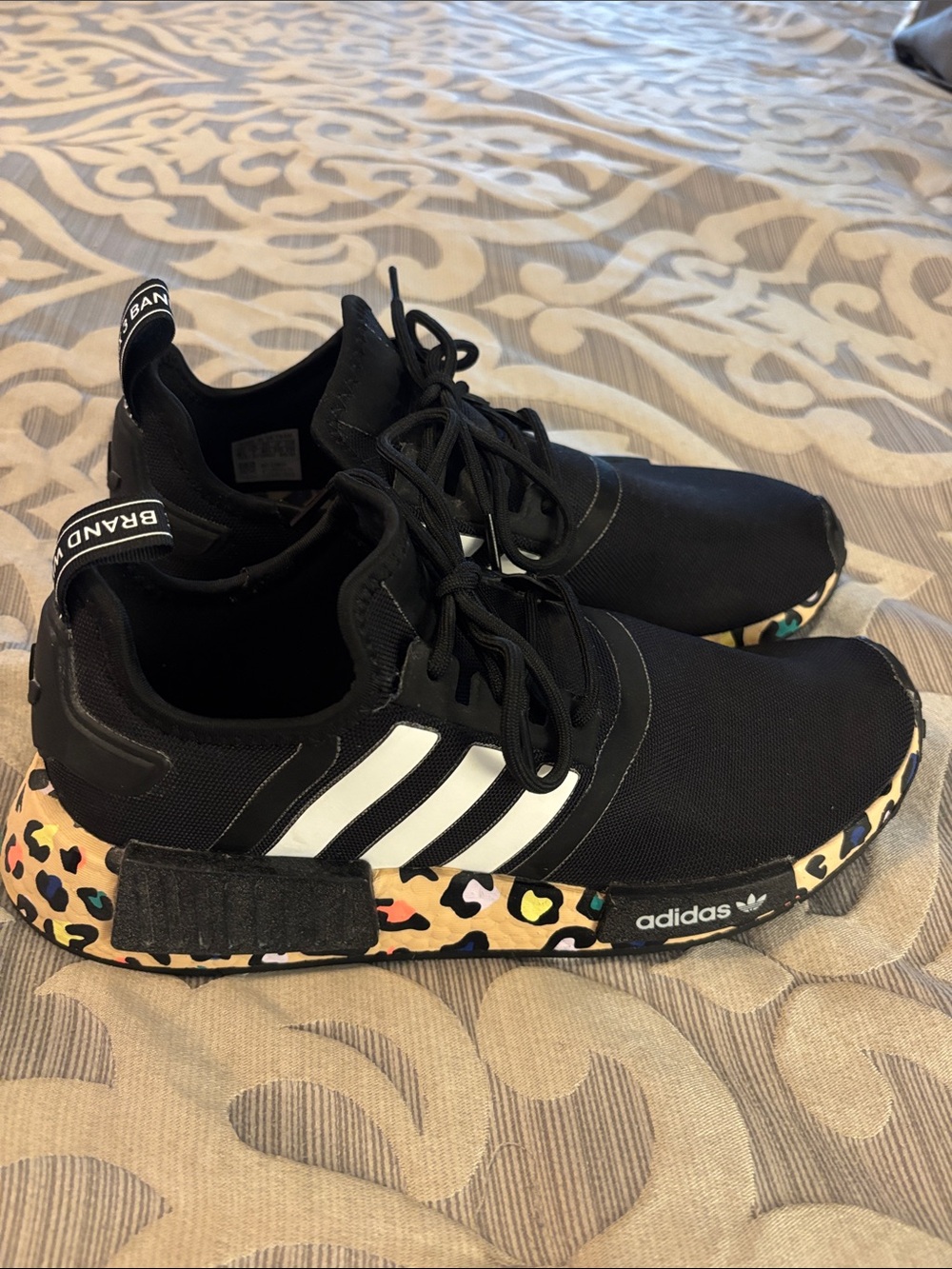 adidas Black Sneakers with Colorful Leopard-Print Midsole